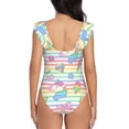 thumbnail image 5 of Goofa Cute Unicorn Print Women's Ruffled One Piece Swimsuit V Neck, 5 of 7