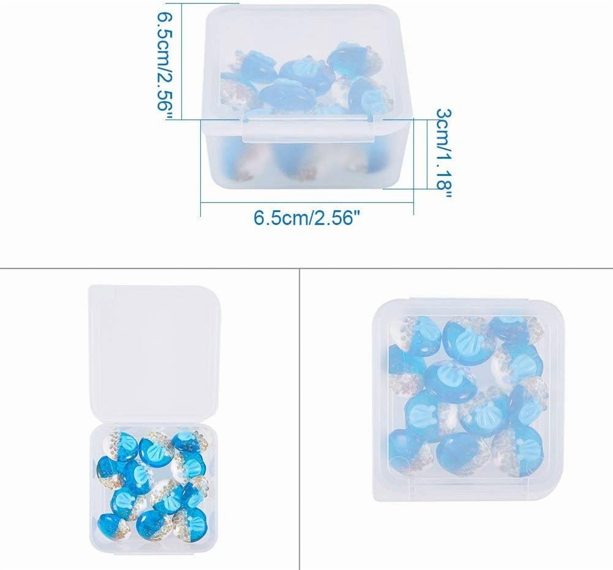 12 Pack Square Frosted Clear Plastic Bead Storage Containers Box Case with Lids for ItemsPillsHerbsTiny BeadJewerlry Findings and Other Small Items - 2.56x2.56x1.18 Inches Clear