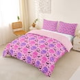 thumbnail image 3 of Homewish Cute Skull Spooky Duvet Cover Queen for Kids, Halloween Bat Print Queen Bedding, Pink Reversible, 3-Piece, 1 Duvet Cover and 2 Pillowcases, 3 of 6