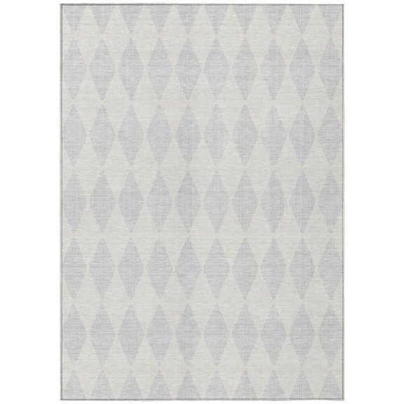 HomeRoots 577110 5 x 8 ft. Geometric Washable Indoor & Outdoor Rectangle Area Rug, Silver & Ivory