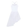 thumbnail image 3 of Yruioon Kids Girls Mesh Splice Irregular Hem Ballet Dance Dress Spaghetti Straps Gymnastics Leotards White 5-6, 3 of 7