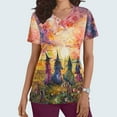 thumbnail image 2 of SwiftWear Halloween Witch Print Scrubs Tops for Women Nursing Scrubs Work Uniform V Neck Short Sleeve Nurse Scrub with Pockets M, 2 of 5