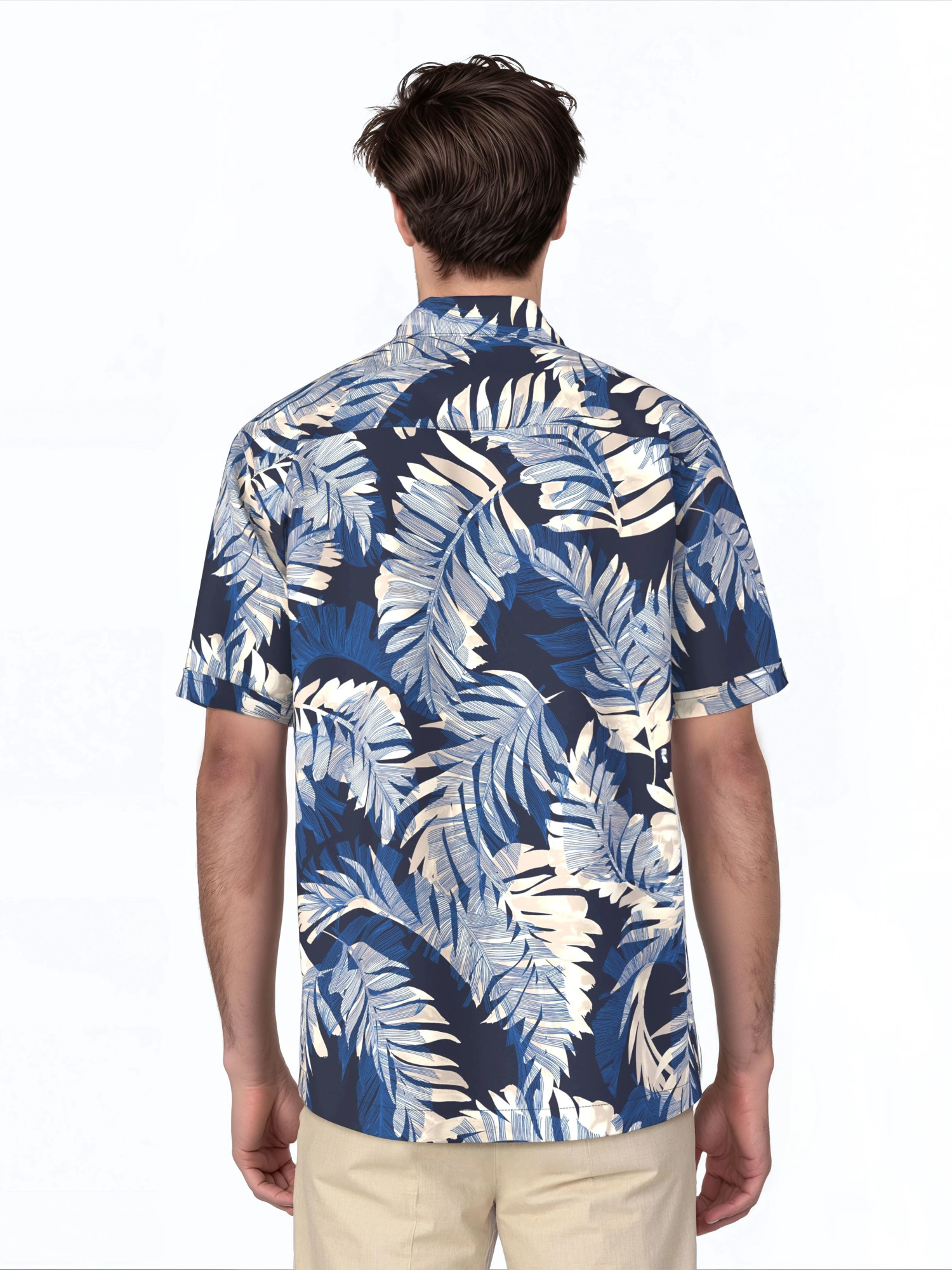 Cafe Luna Men's and Big Men's Printed Leaves Short Sleeve Woven Shirt with Texture, Size S-4XL
