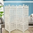 thumbnail image 5 of Aesthetically Carved 4 Panel Wooden Partition Screen/Room Divider- White, 5 of 5