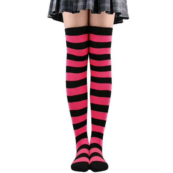 Zhuge 1 Pairs Over Knee Socks Knee-High Socks High Thigh Boot Stockings Women Knee Highs Socks for Girl Cosplay, Daily Wear,Rose
