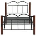 thumbnail image 6 of SYNGAR Rustic Platform Bed Frame Twin Size with Vintage Headboard and Footboard, Wooden Leg Support, No Box Spring Needed, Heavy Duty Steel Twin Bed Frame with 400LBS Weight Capacity, Brown, 6 of 12
