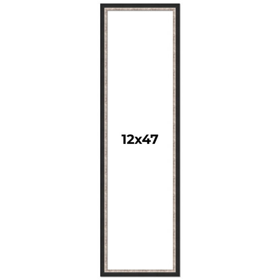 12x47 Frame Silver Real Wood Picture Frame Width 1.25 Inches | Interior Frame Depth 0.75 Inches |