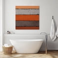 thumbnail image 3 of Orange Wooden Wall Art Painting on Canvas, Grey Stripe Gradient Country Rustic Grain Canvas Art Home Prints Wall Art Framed Modern Artwork for Living Room Bedroom Wall Decor 20x20in, 3 of 9