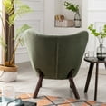thumbnail image 6 of Modern Accent Chair, Lambskin Sherpa Armchair with Tufted Wingback, Upholstered Side Chair with Thick Cushion and Solid Wood Legs, Comfy Reading Arm Chair Dressing Chair and Desk Chair, Seaweed Green, 6 of 9