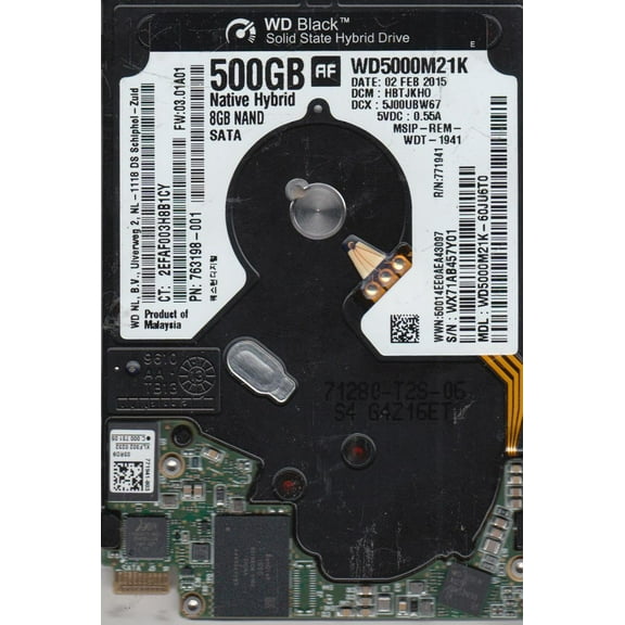 WD5000M21K-60JU6T0, DCM HBTJKHO, Western Digital 500GB SATA 2.5 Hard Drive
