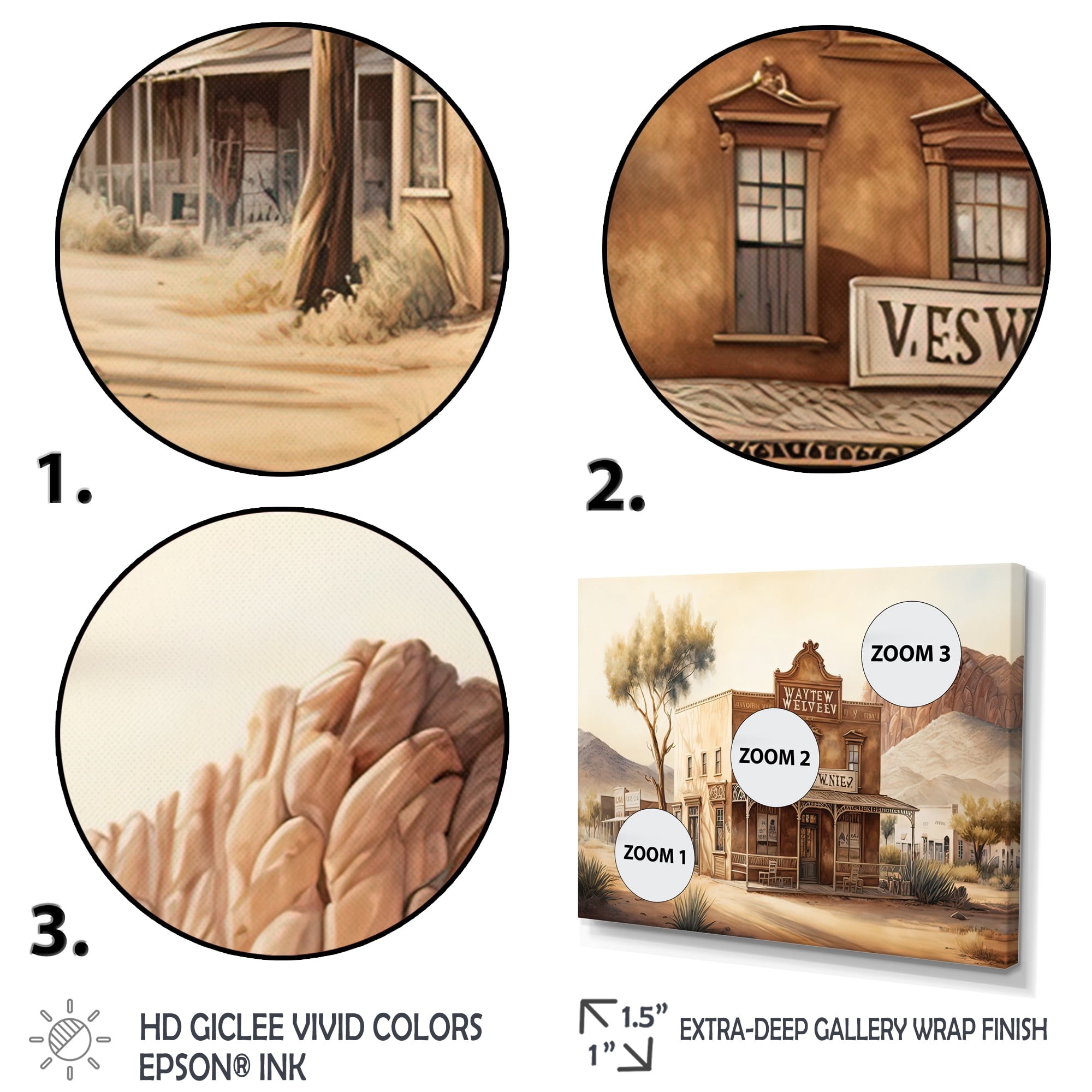 Designart Arizona Wild West Town IV Canvas Wall Art