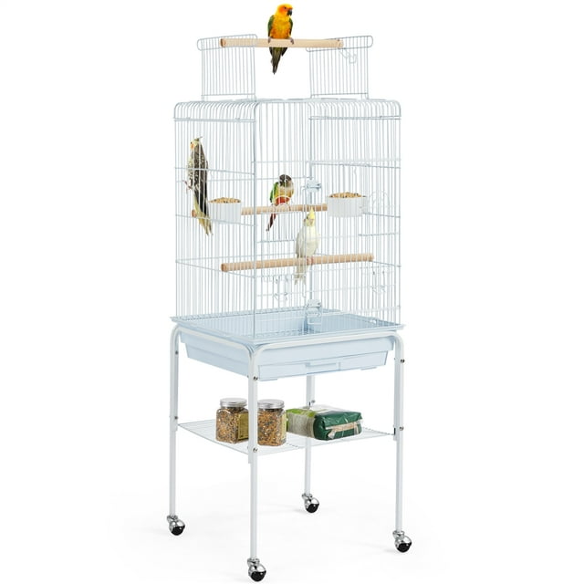 Yaheetech 47-inch Bird Cage w/ Detachable Rolling Stand for Small Birds, White