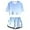Light Blue, variant on Girls Summer Print Short Sleeve Top Shorts Set Cute Round Neck Pocket Outfit Teens Juniors Lightweight Clothes