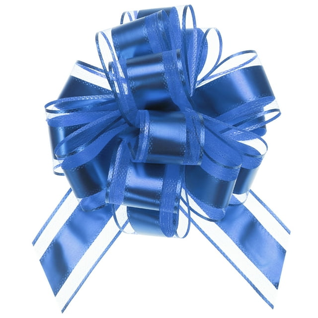 12pcs 9" Extra Large Pull Bow Metallic Gift Wrapping Bows Ribbon Organza Blue for Wedding Baskets Presents