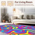thumbnail image 2 of Flatwoven High Traffic Area Rug, Whimsical Ribbon Swirls with Layered Prism Hues and Delicate Overlapping Shapes, Non Slip, Stain Resistant, Washable Area Rugs for Living Room, Bedroom(Red, 8X8), 2 of 8