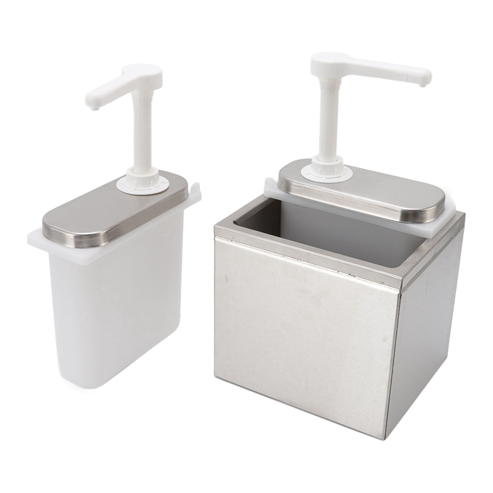 NFTIGB Sauce Dispenser Plastic and Stainless Steel Condiment Pump Station Double Pump 1L (33.8 oz) For Kitchen Home Restaurant Heavy Duty Rust-proof Syrup Ketchup Mayo Mustard Dispensing Tool