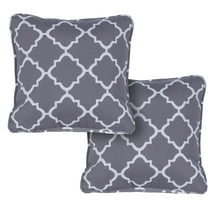 Hanover Lattice Indoor/Outdoor Throw Pillow, Decorative, Set of 2, Grey - HANTPLATT-GRY-2