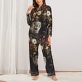 thumbnail image 2 of Honeii Vintage Floral Vase A Print Women's Pajama Sets Long Sleeve Button Down Sleepwear Nightwear Soft Pjs Lounge Sets 2PCS-Large, 2 of 7