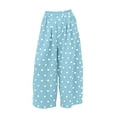 thumbnail image 6 of Favoffer Women's Casual Pants Elastic Waist Polka Dot Print Pocket Comfortable Long Linen Pants Wide Leg Pants for Work Travel Shopping Lounging, 6 of 6