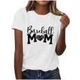 thumbnail image 2 of Lilgiuy Baseball Mom Shirt for Womens Mom Shirt Summer Solid Color Short Sleeve O-Neck Letter Print Casual Tops Tees for Mother's Day(White,2XL), 2 of 4