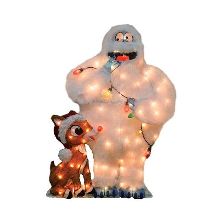 Rudolph 9429283 32 in. Product Works Pre-Lit 2D Rudolph & Bumble Yard ...