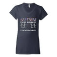 thumbnail image 3 of Autism Is Not A Disablity Itâ€™s A Different Abilty | Autism Awareness Dabbing Skeleton Inspirational Christian Womenâ€™s Standard V-Neck Tee, Navy, XX-Large, 3 of 5