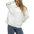 thumbnail image 3 of Women'S Autumn and Winter Round Neck Pullover Loose Casual Long Sleeve Knitted Sweater Pullover Tops White XL, 3 of 9