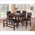 thumbnail image 2 of Counter Height Bench, Farmhouse Style Dark Brown Wooden Frame Faux Leather Seat Footrest for Dining Area | Espresso | Faux Leather, 2 of 10