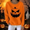 thumbnail image 5 of VKOYWKM Womens Orange Sweatshirts Thanksgiving Halloween Sweatshirt Oversized Funny Pumpkin Graphic Sweatshirts Crew Neck Long Sleeve Family Party Fall Pullover Tops, 5 of 5