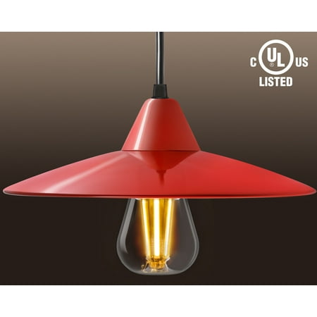 Lights Ceiling TORCHSTAR LED Pendant Lighting, Industry Style Ceiling Lights Fixture, Red, Bulbs Included ()