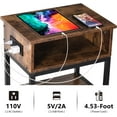 thumbnail image 6 of ABQ End Table 3-Tier Narrow Side Table , Nightsatand with Charging Station Brown, 6 of 7