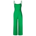 thumbnail image 3 of up to 60% off Gifts Usmixi Jumpsuits for Women Dressy Fashion Slim Back Zipper Lightweight Strap Maxi Jumpsuits Overalls Summer Square Neck Sleeveless Solid Long Formal Rompers Green l, 3 of 4