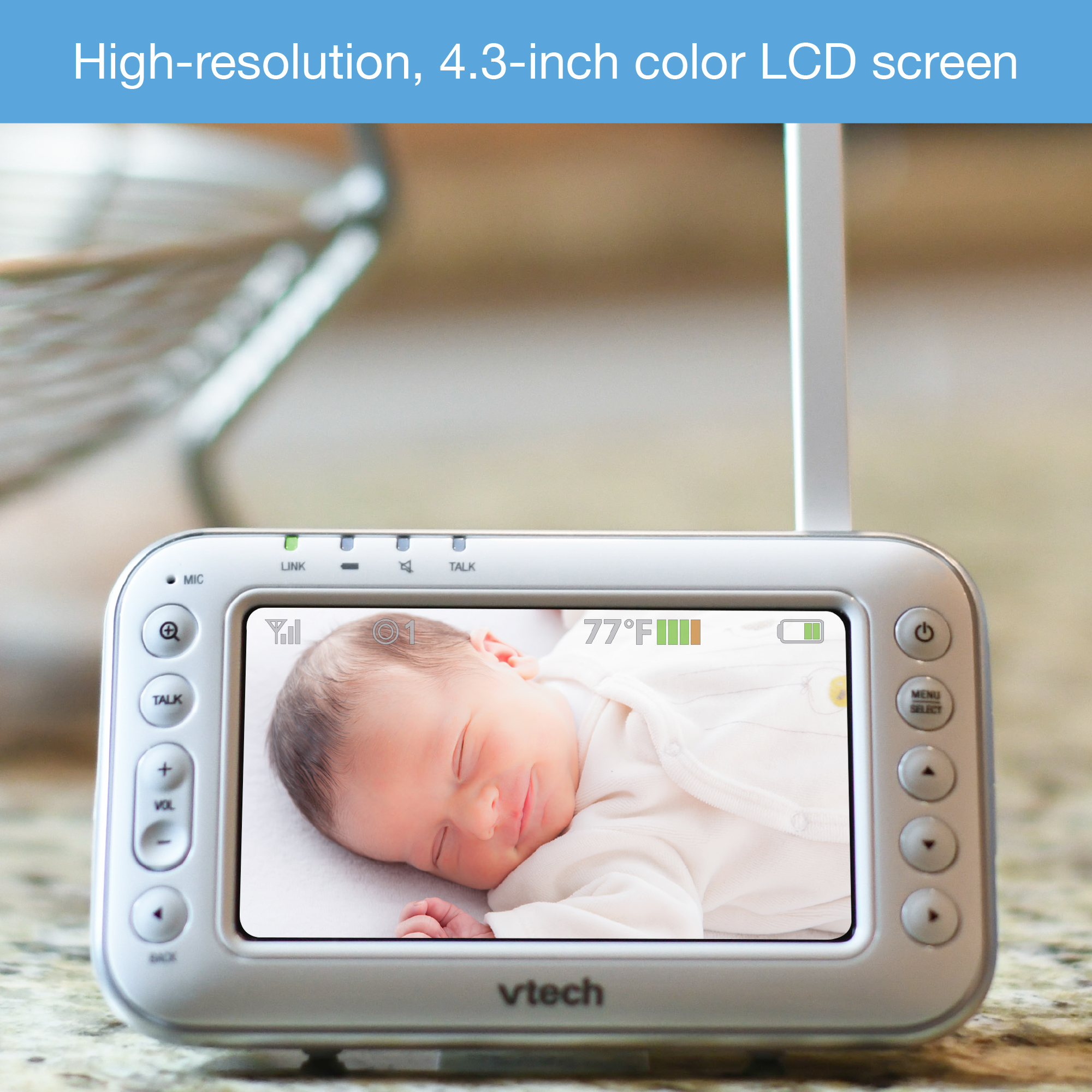VTech VM4261, 4.3" Digital Video Baby Monitor with Pan & Tilt Camera, Wide-Angle Lens and Standard Lens, White - image 6 of 13
