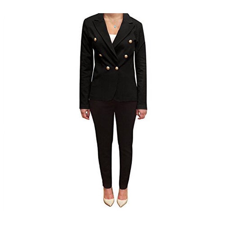 2022 Women Ladies Double Breasted Black Blazer Slim Fit Suit Jacket Buttons  Coat