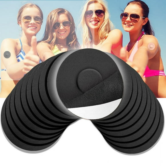 Hweilai Fixing patch for sensors (10 pieces) exterior Ø 75mm Black Freestyle Libre 1 & 2 with VENTILATION HOLE Waterproof and breathable Round
