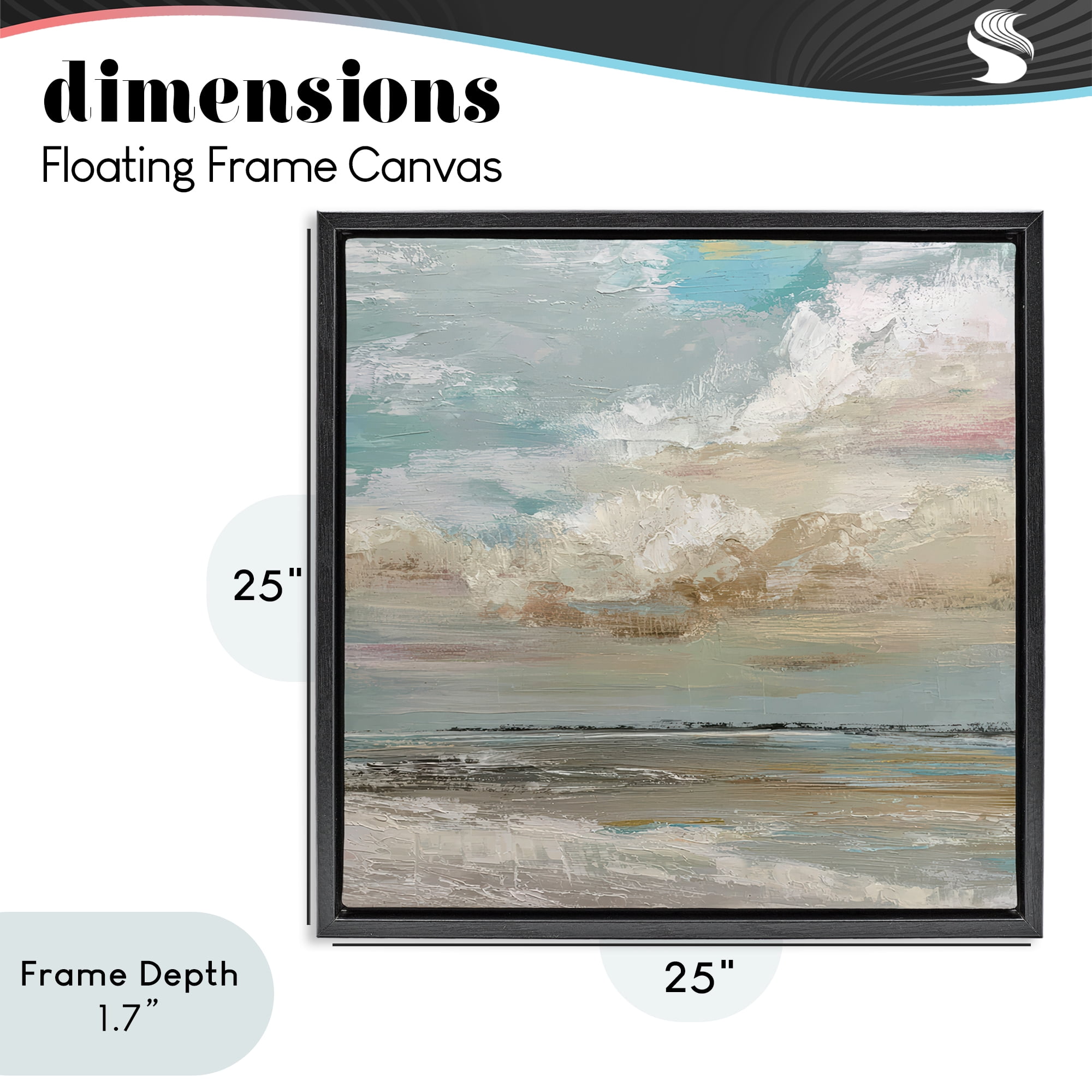 Stupell Industries Cloudy Beach Brushstrokes Black Framed Floater Canvas Wall Art, design by Kim Curinga