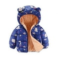 thumbnail image 3 of GYRATEDREAM Winter Coats for Toddler Kids Baby Boys Girls Padded Light Puffer Jacket Outerwear Infant Down Teddy Bear Jacket with Hoods for 12-18M Blue, 3 of 6