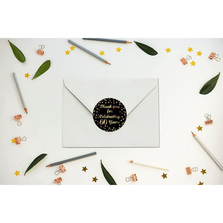 60 year anniversary golden label, 60th anniversary card Stock