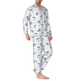 thumbnail image 2 of Lsque Music Shark Pattern Long Sleeve Pajama Set for Men - Soft 2-Piece Sleepwear and Loungewear Set with Pockets, Comfy Nightwear-XX-Large, 2 of 7