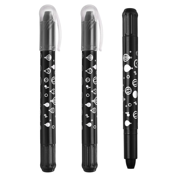 Crayón de gel de acuarela Uxcell, 3 piezas de crayones lavables de giro para colorear, dibujar y pintar, negro