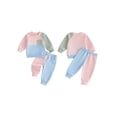 thumbnail image 2 of Loicainy Baby Toddler Girl Contrast Color Fall Outfits 6 12 18 24 Months 2T 3T Long Sleeve Pullover T shirt Elastic Pants Clothes Set, 2 of 9
