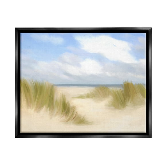 Stupell Industries Coastal Sand Dunes Nature Painting Black Floater Framed Art Print Wall Art, 21 x 17