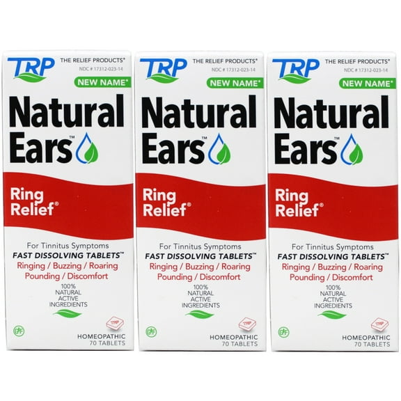 3 Pack - TRP Natural Ears Ring Relief for Tinnitus Symptoms, Fast Dissolving Tablets, 70 count