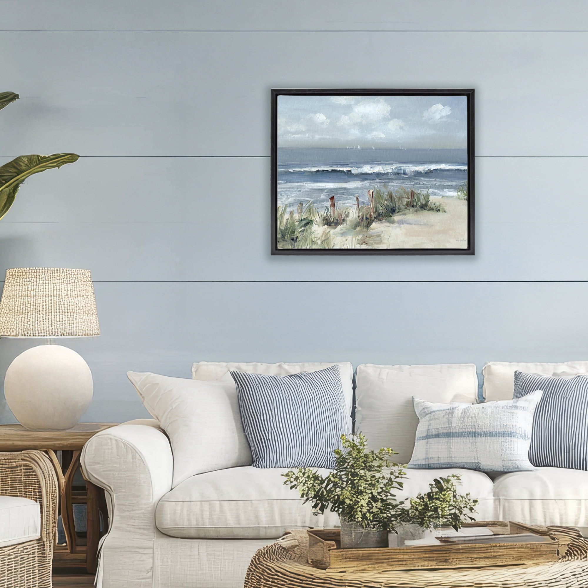 Stupell Industries Brushed Expression of Coast Black Framed Floater Canvas Wall Art, design by Sally Swatland