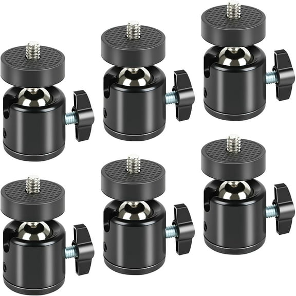 Mini Ball Head (6 Pack) 360° Rotatable Ball Heads Camera Mount Adapter, Compatible with Tripods, Monopods, Trail Cameras