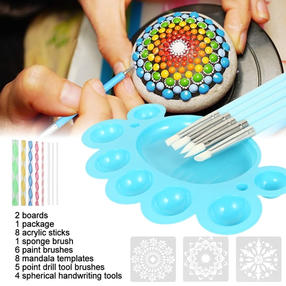 Pluokvzr 35 Pcs Mandala Dotting Tools, Mandala Painting Stencil Dot Mandala Kits Brushes Paint Tray for Painting Rocks Coloring Drawing and Drafting Art Supplies