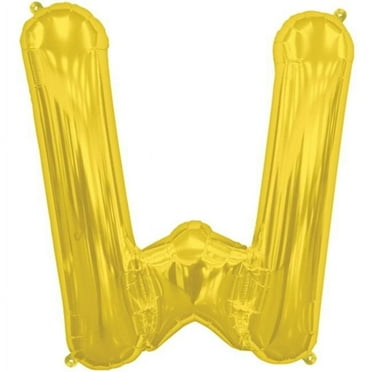 16 inch Letter W - Northstar - Gold (Air-Fill Only) Foil Mylar Balloon - Party Supplies Decorations