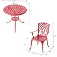 thumbnail image 2 of 3 Pcs Red Patio Bistro Set Table & 2 Chairs Cast Aluminum Furniture Set, 2 of 5