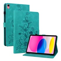 FJLBDE Case for iPad (A16) 11th Gen 2025/ iPad 10th Gen 10.9 Inch 2022, Embossed Flower Leather Flip Wallet Folio Stand Cover, Green