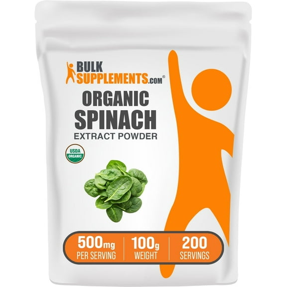 BulkSupplements Organic Spinach Extract Powder - 500mg per Serving - 100 Grams (3.5 oz) - 200 Servings